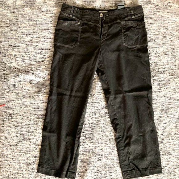 Rosner lightweight linen-blend jeans - black with white contrast stitching - Picture 1 of 4
